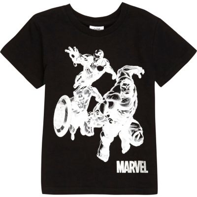 Mini boys black Marvel print t-shirt